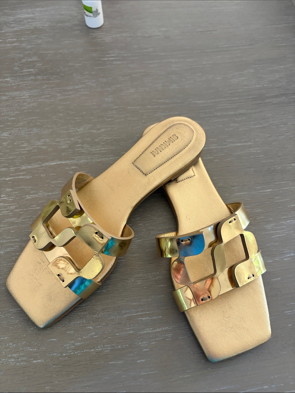 Jonathan Simkhai Gold Metallic Chain Slide Sandals